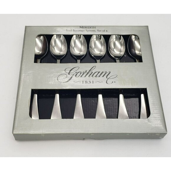 Gorham Iced Tea Beverage Spoons, Meredith, Set of 6, NIB, Stainless - Picture 1 of 7